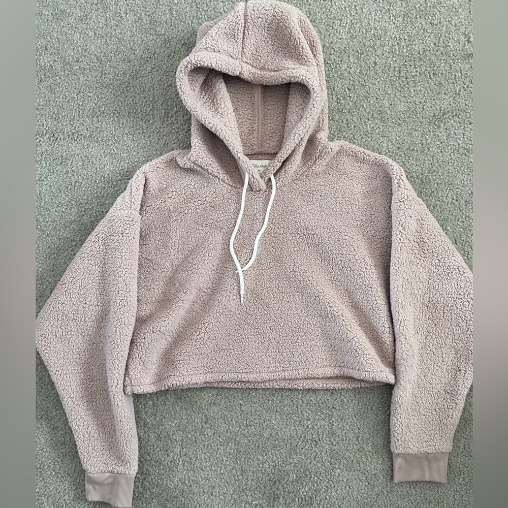 Hollister girly hicks sherpa cropped hoodie